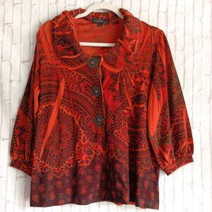 B.L.E.U Coat Woman Size Size Large Orange/Black‎ Cape Jacket